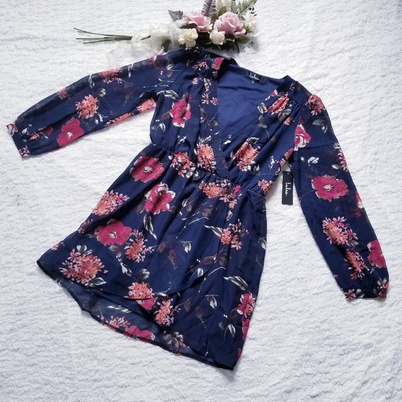NWT PRETTY PRETENDER NAVY FLORAL PRINT DRESS - Picture 2 of 8